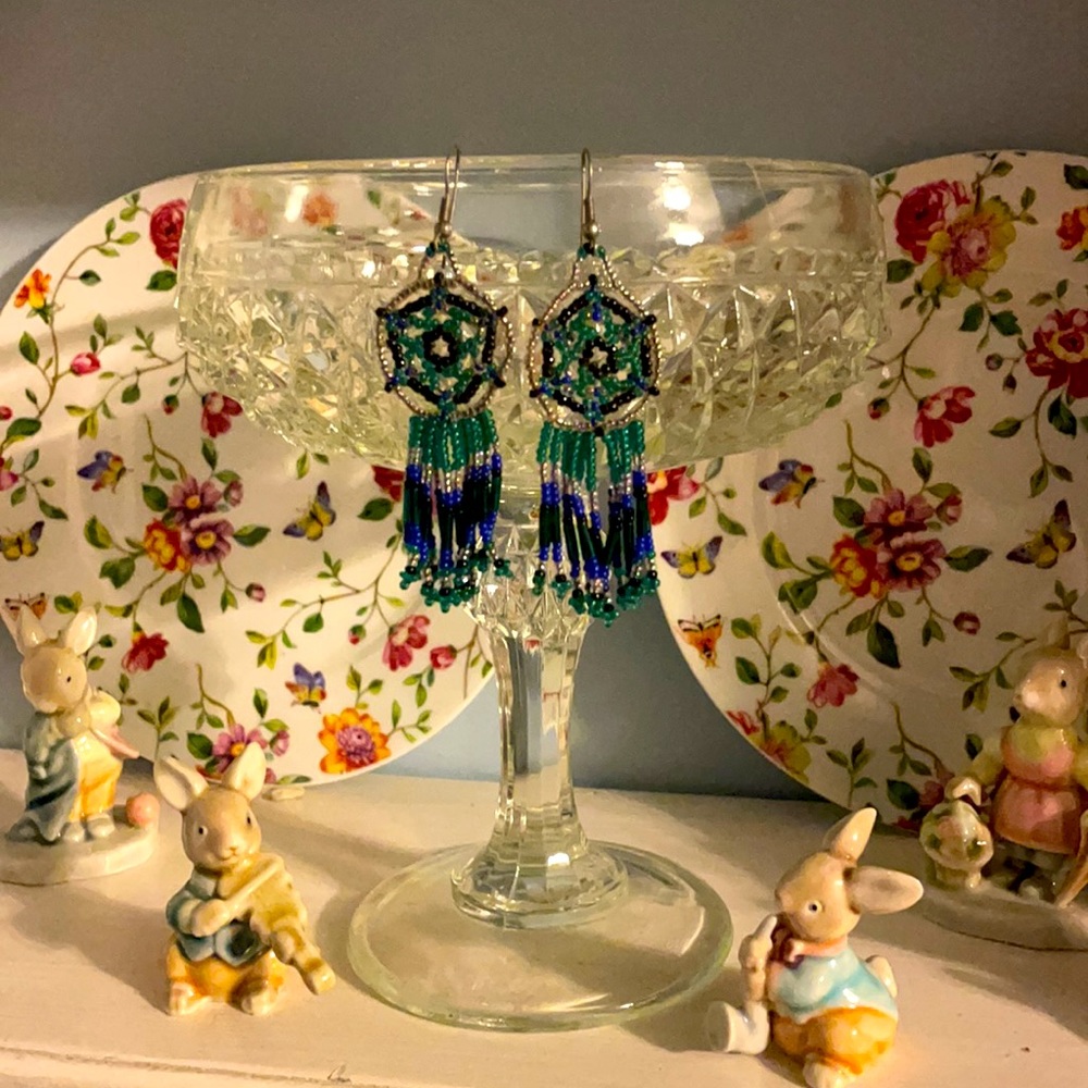 Boho/Navaho handmade beaded hook earrings!